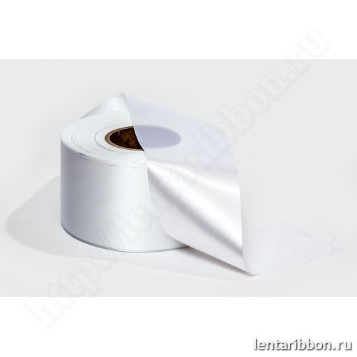 Cатиновая лента, белый 60мм x 200м, 80мм x 200м, 100мм x 200м